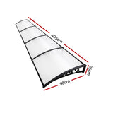 Instahut Window Door Awning 1mx4m Transparent - Front View