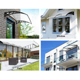 Instahut Window Door Awning 1mx4m Transparent - Top-Down View
