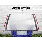 Instahut Window Door Awning 1mx4m Transparent - 45-Degree Angle