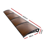 Instahut Window Door Awning 1mx4m Brown - Front View