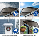 Instahut Window Door Awning 1mx4m Brown - 45-Degree Angle