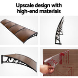 Instahut Window Door Awning 1mx4m Brown - Rear View