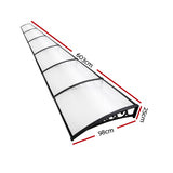 Instahut Window Door Awning 1mx6m Transparent Plastic Frame - Front View