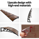 Instahut Window Door Awning 1mx6m - Brown - 45-Degree Angle