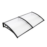 Instahut Window Door Awning Canopy 1mx2m Transparent Sheet Black Plastic Frame - Low Angle