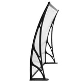Instahut Window Door Awning Canopy 1mx2m Transparent Sheet Black Plastic Frame - Side View