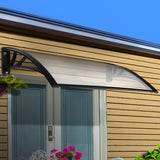 Instahut Window Door Awning Canopy 1mx2m Transparent Sheet Black Plastic Frame - Close-Up Angle