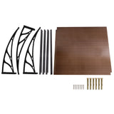 Instahut Window Door Awning Canopy 1mx2m Brown Sheet Black Plastic Frame - Rear View