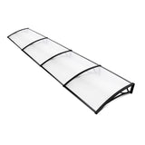 Instahut Window Awning Door Canopy 1m x 4m Transparent Sheet Black Plastic Frame - Low Angle