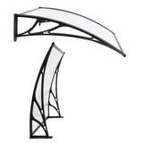 Instahut Window Awning Door Canopy 1m x 4m Transparent Sheet Black Plastic Frame - Side View