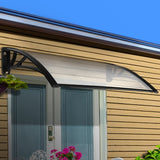 Instahut Window Awning Door Canopy 1m x 4m Transparent Sheet Black Plastic Frame - Close-Up Angle