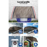 Instahut Window Awning Door Canopy 1m x 4m Brown Sheet Black Plastic Frame - 45-Degree Angle