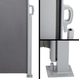 Instahut Side Awning Sun Shade Outdoor Retractable Privacy Screen 1.8MX6M Grey - 45-Degree Angle