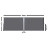 Instahut Side Awning Sun Shade Outdoor Retractable Privacy Screen 2MX6M Grey - Front View