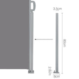 Instahut Retractable Side Awning Shade 1.8 x 3m - Grey - Side View