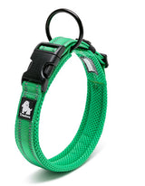 True Love Heavy Duty Reflective Dog Collar - Green, XS - Front View