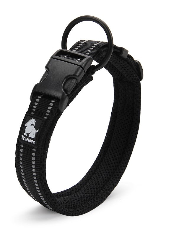 True Love Heavy Duty Reflective Dog Collar - Black, M-1962324874814951424