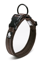 True Love Heavy Duty Reflective Dog Collar - Brown, L - Front View