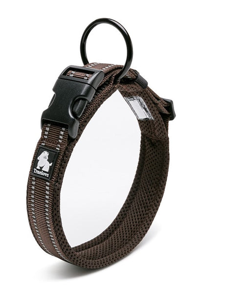 True Love Heavy Duty Reflective Dog Collar - Brown, M-1962324887263645696