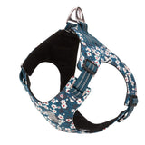 True Love Floral Doggy Harness - Blue, XL - Top-Down View