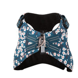 True Love Floral Doggy Harness - Blue, L - Side View