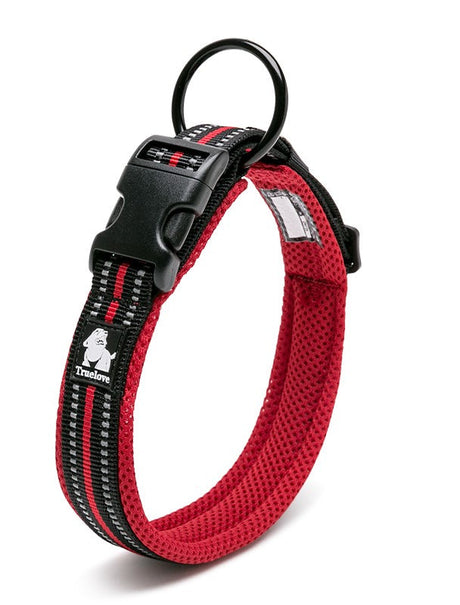 True Love Heavy Duty Reflective Dog Collar - Red, S-1962324889927028736