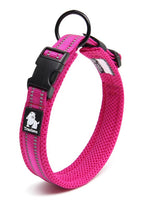 True Love Heavy Duty Reflective Dog Collar - Pink, M - Front View