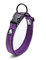 True Love Heavy Duty Reflective Dog Collar - Purple, M - Front View