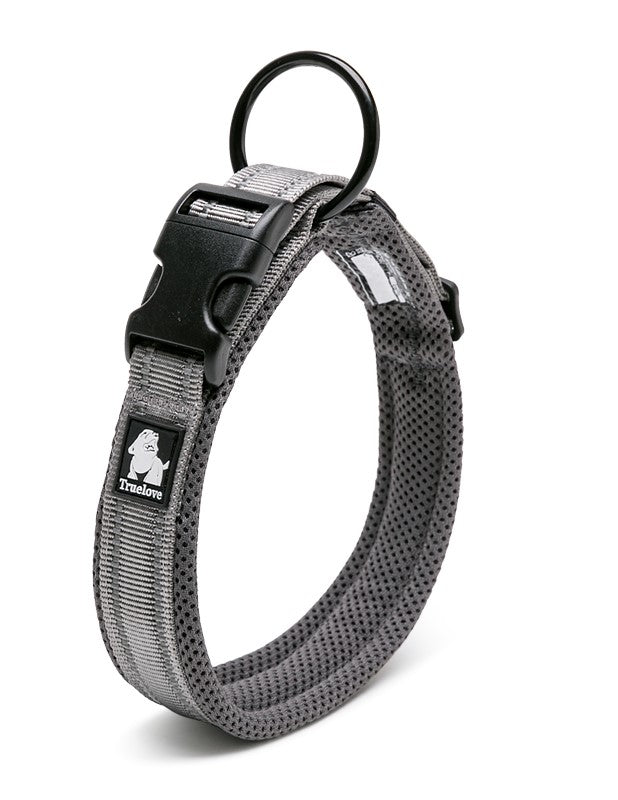 True Love Heavy Duty Reflective Dog Collar - Grey, L-1962324884801589248