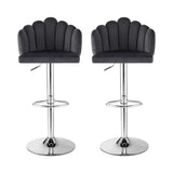 Artiss Bar Stool X2 Kitchen Dining Counter Gaslift Chair Adjustable Velvet Grey - Side View