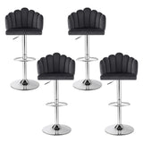 Artiss Bar Stool X4 Kitchen Dining Counter Gaslift Chair Adjustable Velvet Grey - Side View