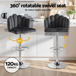 Artiss Bar Stool X4 Kitchen Dining Counter Gaslift Chair Adjustable Velvet Grey