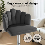 Artiss Bar Stool X4 Kitchen Dining Counter Gaslift Chair Adjustable Velvet Grey - 45-Degree Angle