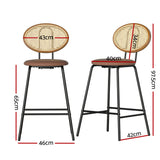 Artiss 2x Bar Stools PU Leather Stools Brown - Front View