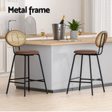 Artiss 2x Bar Stools PU Leather Stools Brown - Rear View