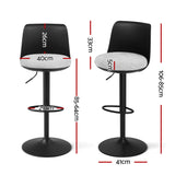 Artiss 2x Bar Stools Kitchen Swivel Gas Lift Counter Dining Chair Curved Black - Front View