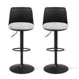 Artiss 2x Bar Stools Kitchen Swivel Gas Lift Counter Dining Chair Curved Black - Side View