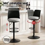 Artiss 2x Bar Stools Kitchen Swivel Gas Lift Counter Dining Chair Curved Black - Top-Down View