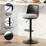 Artiss 2x Bar Stools Kitchen Swivel Gas Lift Counter Dining Chair Curved Black - Rear View