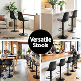 Artiss 2x Bar Stools Kitchen Swivel Gas Lift Counter Dining Chair Curved Black - Close-Up Angle