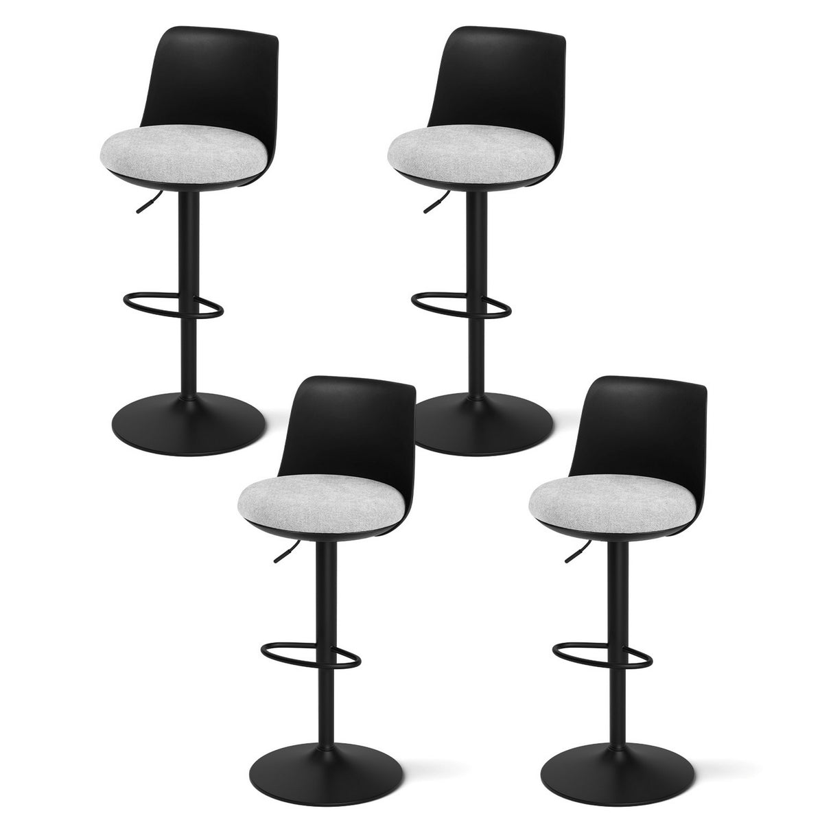 Artiss 4x Bar Stools Kitchen Swivel Gas Lift Counter Dining Chair Curved Black