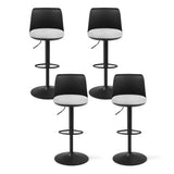 Artiss 4x Bar Stools Kitchen Swivel Gas Lift Counter Dining Chair Curved Black - Side View
