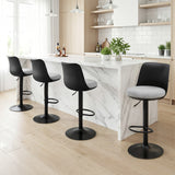 Artiss 4x Bar Stools Kitchen Swivel Gas Lift Counter Dining Chair Curved Black - Low Angle
