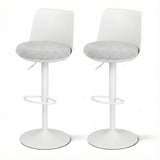 Artiss 2x Bar Stools Kitchen Swivel Gas Lift Counter Dining Chair Curved White