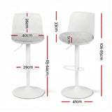 Artiss 2x Bar Stools Kitchen Swivel Gas Lift Counter Dining Chair Curved White - Front View