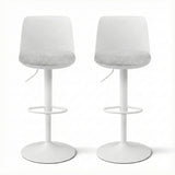 Artiss 2x Bar Stools Kitchen Swivel Gas Lift Counter Dining Chair Curved White - Side View