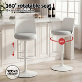 Artiss 2x Bar Stools Kitchen Swivel Gas Lift Counter Dining Chair Curved White - Top-Down View