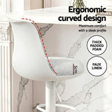 Artiss 2x Bar Stools Kitchen Swivel Gas Lift Counter Dining Chair Curved White - 45-Degree Angle