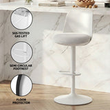 Artiss 2x Bar Stools Kitchen Swivel Gas Lift Counter Dining Chair Curved White - Rear View