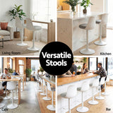 Artiss 2x Bar Stools Kitchen Swivel Gas Lift Counter Dining Chair Curved White - Close-Up Angle